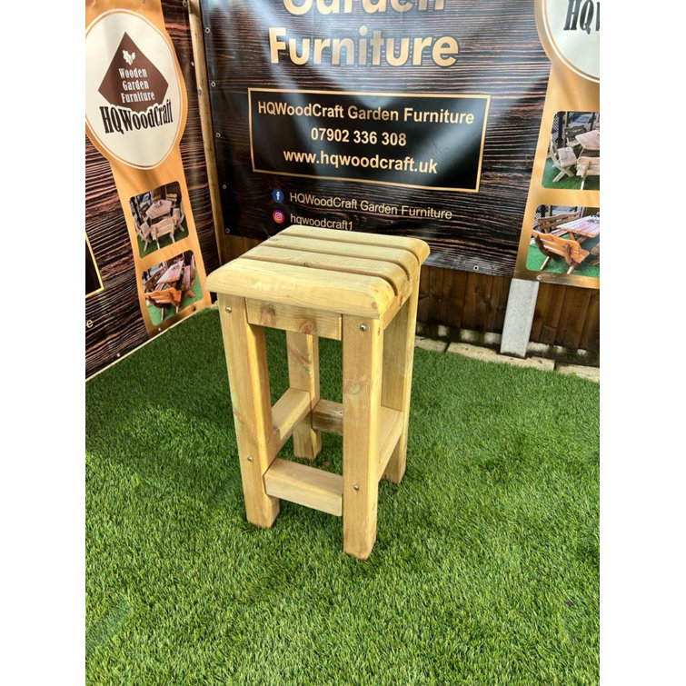 HQ WoodCraft Hand Made Chunky Wood Bar Stool Wayfair.co.uk
